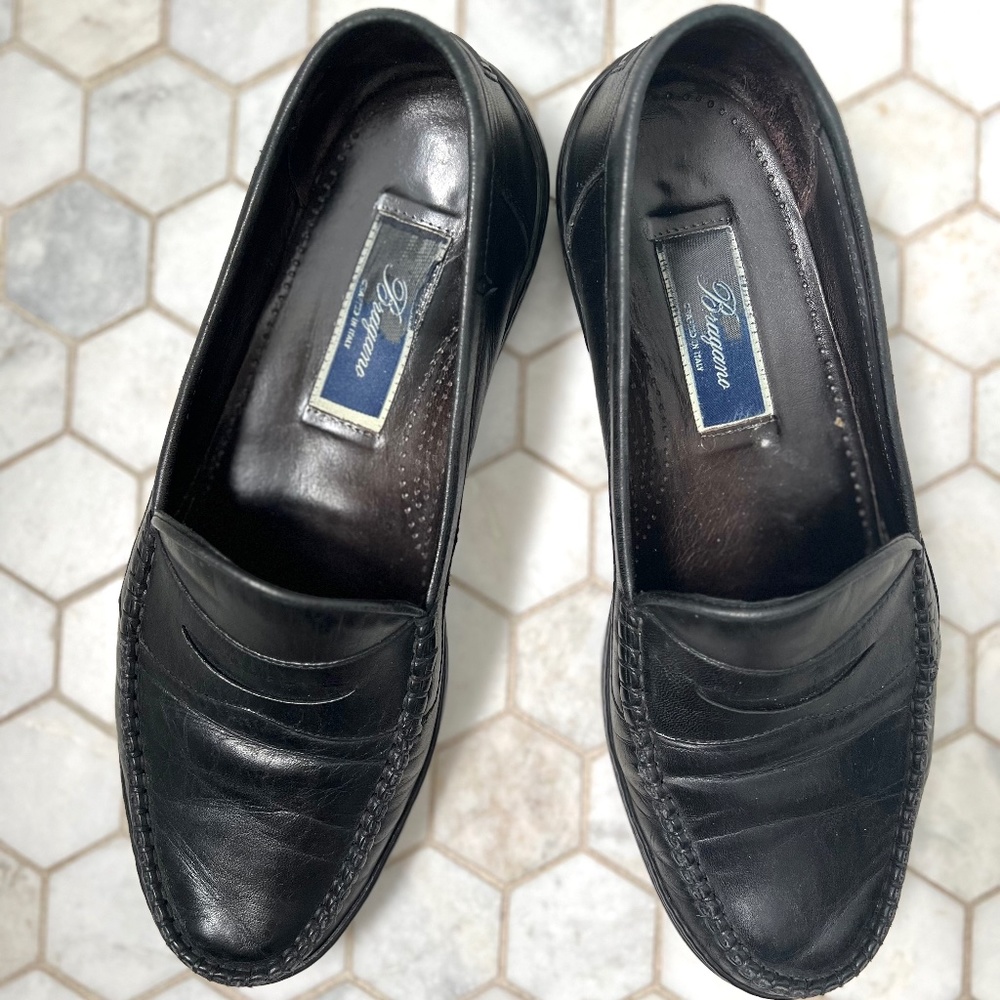 Bragano by Cole Haan Men's Black Italian Leather Penny Moc Driving Loafers 9